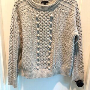 J. Crew Gray Cable Knit Sweater, Size Medium, Great Condition